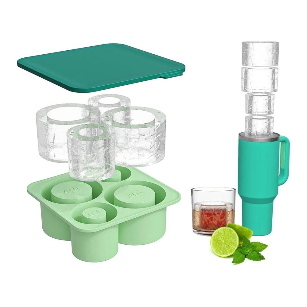 NWT Hollow Cylinder Ice Mold with Lid for Insulated Tumblers 40 30 20 oz Teal